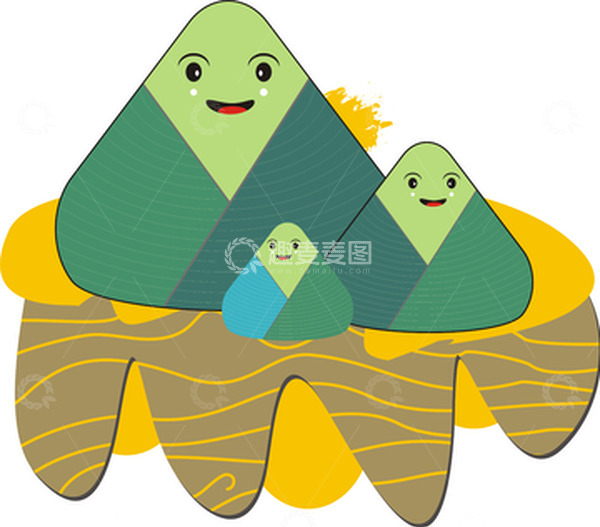 源文件下载【趣麦麦图】粽子卡通小人彩色