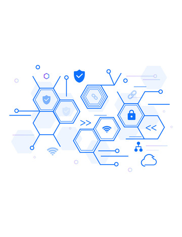 科技互联网商务线条几何多边形网络图标装饰