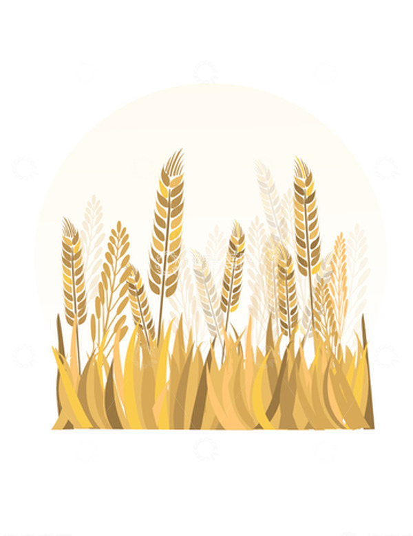源文件下载【趣麦麦图】草丛堆草地小麦田播种收获芒种风景插画