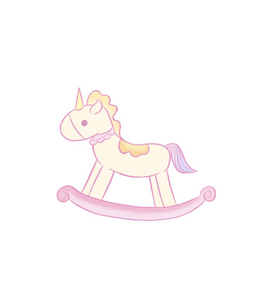 粉色卡通儿童节玩具木马摇摇马手绘图