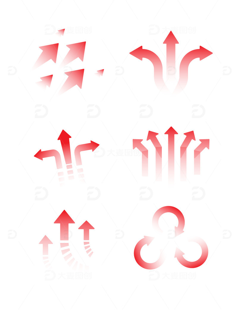 源文件下载【趣麦麦图】渐变科技商务箭头趋势发展总结图表图标