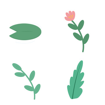 绿色小清新植物花朵免抠元素
