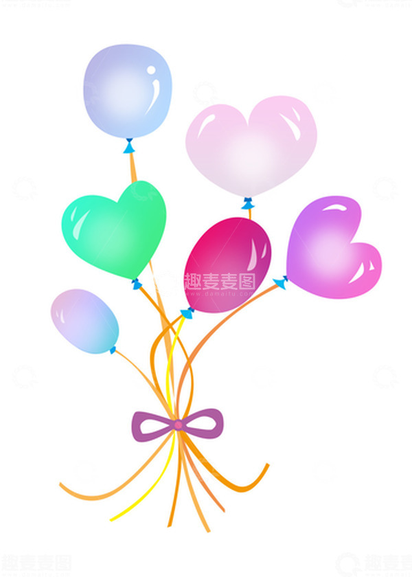 彩色可爱儿童节气球派对氛围手绘图