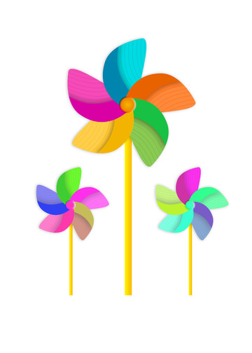 彩色简约风车儿童节元素手绘图