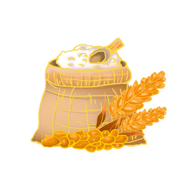 手绘简约芒种麦穗谷粒装饰元素