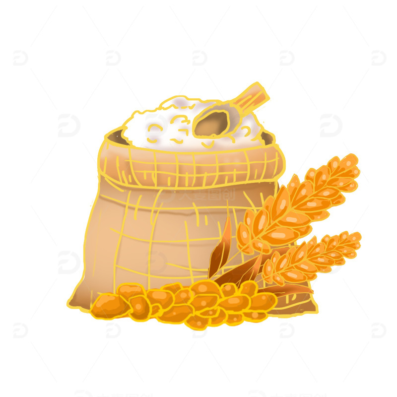 手绘简约芒种麦穗谷粒装饰元素