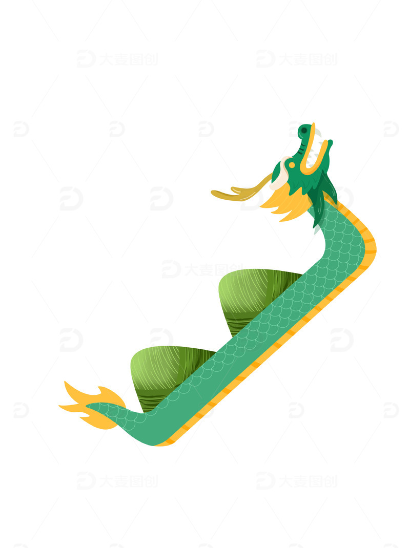 源文件下载【趣麦麦图】绿色粽子端午美味龙舟