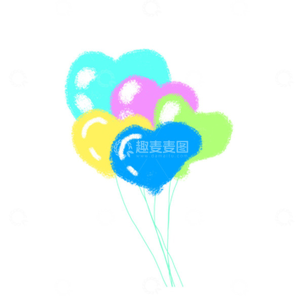 源文件下载【趣麦麦图】-儿童节心型彩色气球