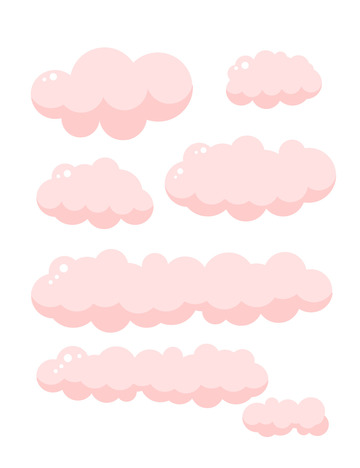 手绘卡通白云云朵晚霞天空装饰矢量图