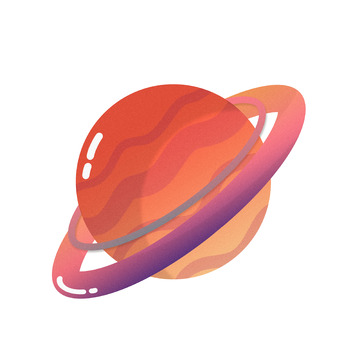 渐变紫橙色扁平插画星球宇宙六一儿童节手绘