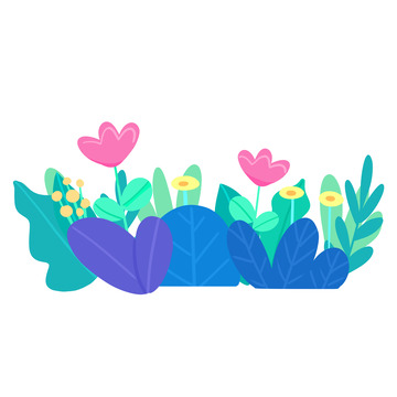 绿色小清新花朵植物六一儿童节手绘元素