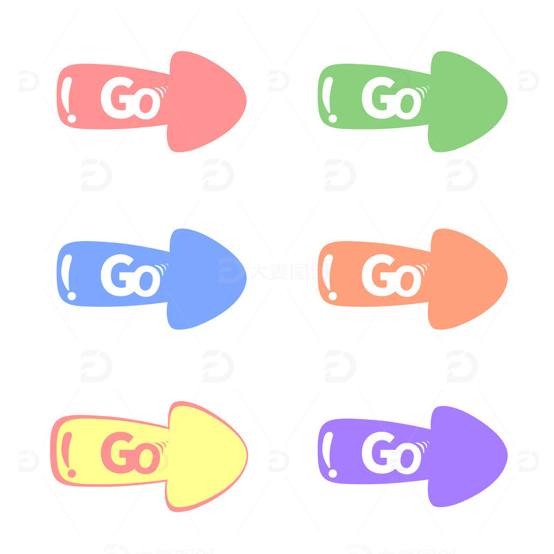 源文件下载【趣麦麦图】彩色小清新可爱卡通箭头