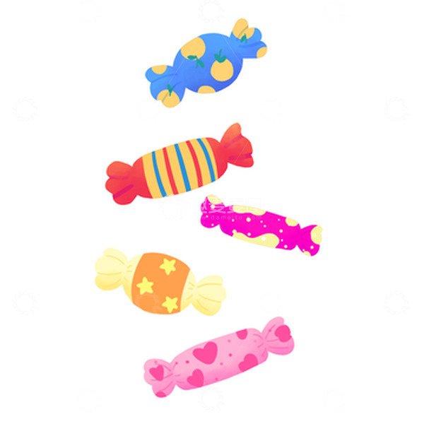 源文件下载【趣麦麦图】多彩的糖果六一儿童节卡通元素