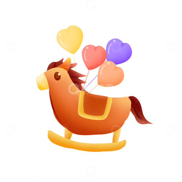 源文件下载【趣麦麦图】-手绘儿童节木马气球装饰元素