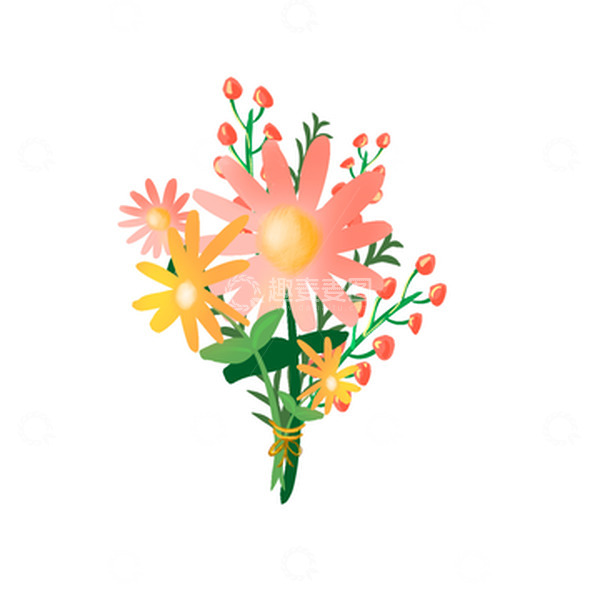 源文件下载【趣麦麦图】-简约清新花束卡通手绘元素