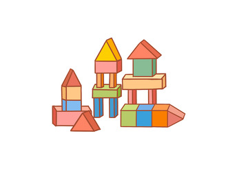 彩色积木六一儿童节游戏玩具手绘元素