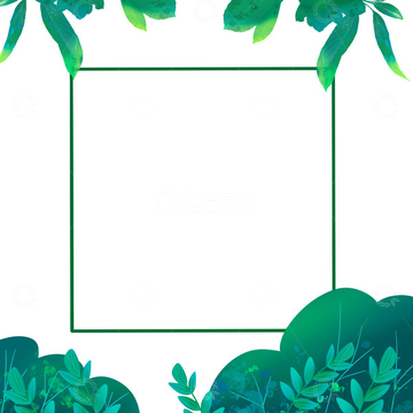源文件下载【趣麦麦图】-绿色小清新植物边框
