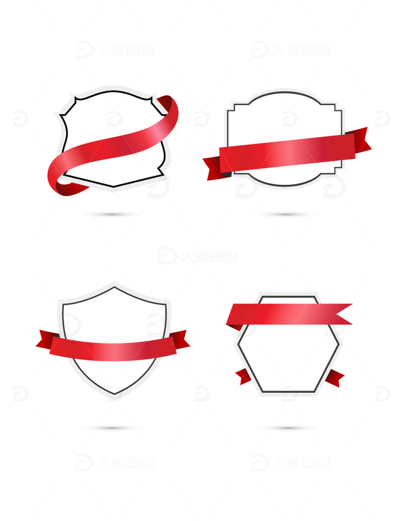 源文件下载【趣麦麦图】欧式传统复古彩带丝带横幅贺卡标题边框