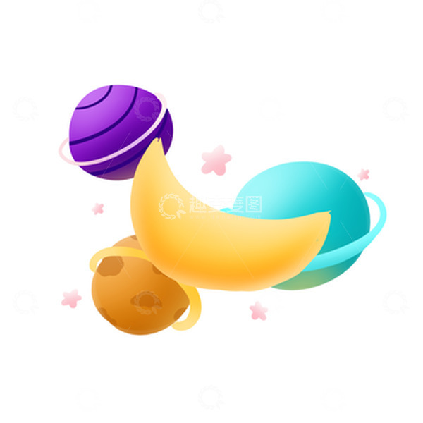 源文件下载【趣麦麦图】手绘儿童节61梦幻月亮星球星星装饰元素