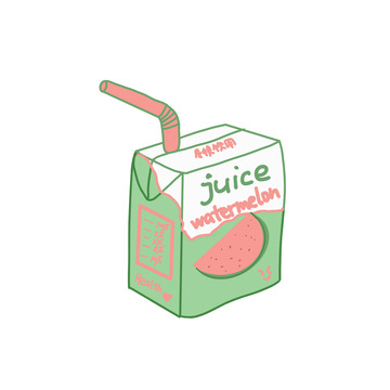 绿色可爱卡通饮料六一儿童饮品手绘图