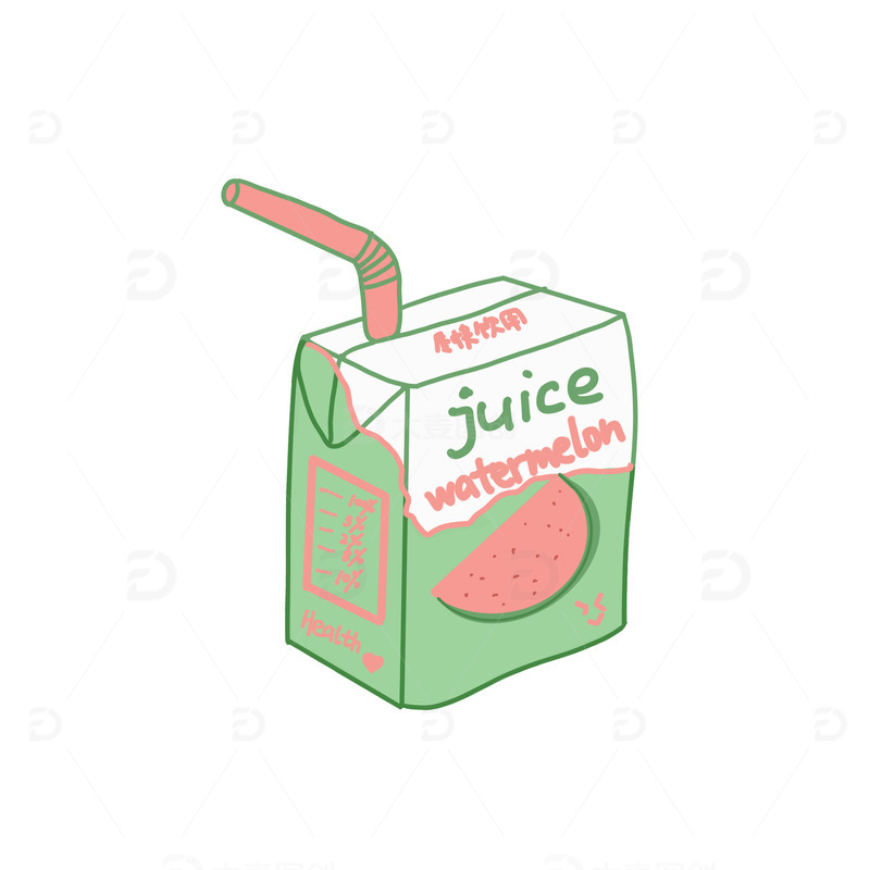 源文件下载【趣麦麦图】绿色可爱卡通饮料六一儿童饮品手绘图
