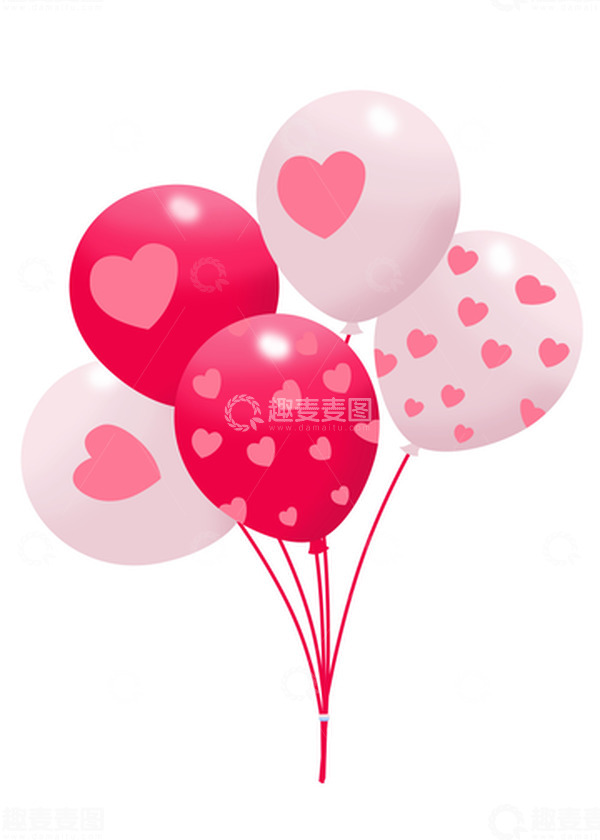 源文件下载【趣麦麦图】粉色红色爱心气球六一儿童节氛围
