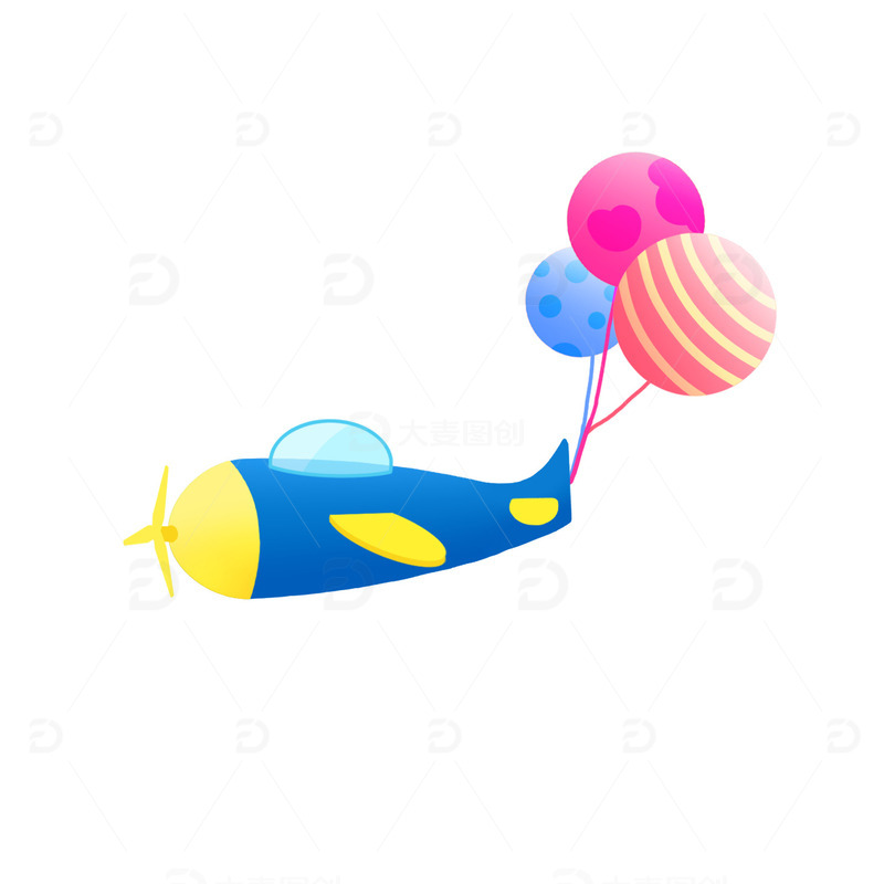 可爱飞机和气球玩具六一儿童节元素