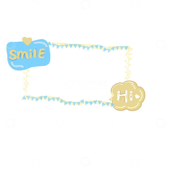源文件下载【趣麦麦图】蓝色黄色小清新装饰边框六一手绘图