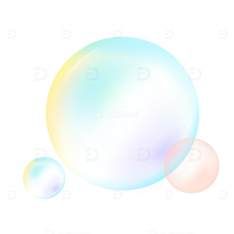 源文件下载【趣麦麦图】唯美彩色泡泡卡通元素