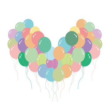 彩色可爱心形气球六一儿童节卡通插画