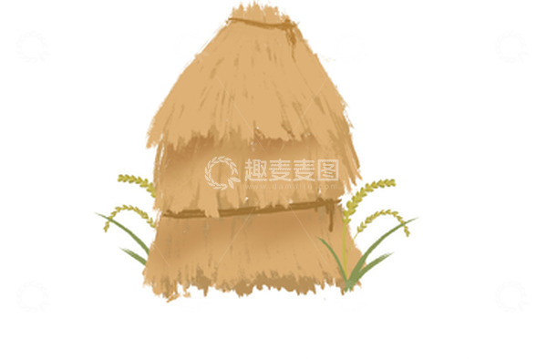 源文件下载【趣麦麦图】-芒种草堆稻草小麦谷穗秋天黄色手绘