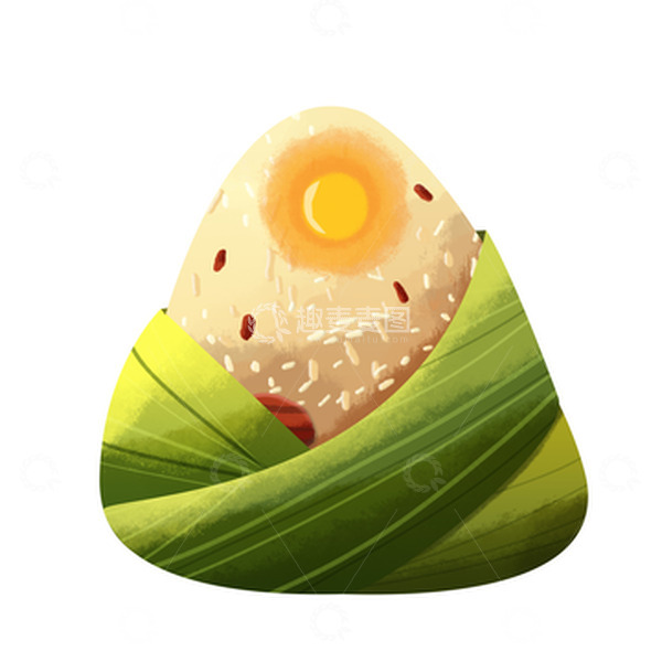 源文件下载【趣麦麦图】绿色蛋黄手绘粽子端午节粽叶美食插画