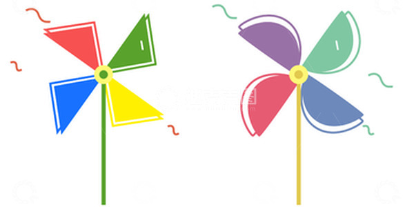 源文件下载【趣麦麦图】彩色小清新卡通风车六一儿童节手绘图