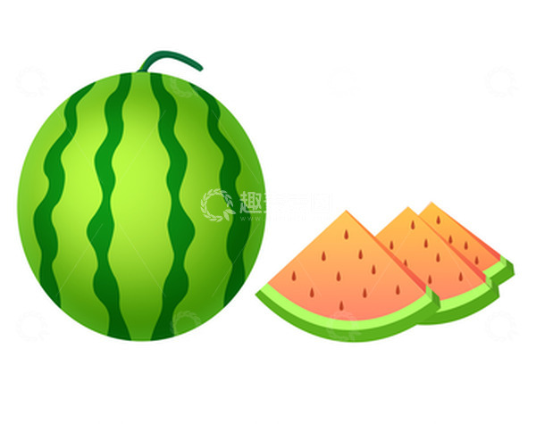 源文件下载【趣麦麦图】绿色扁平西瓜夏至西瓜皮西瓜水果免扣矢量