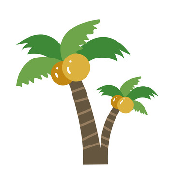 绿色卡通植物海南棕榈树夏日插画