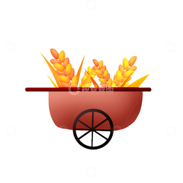 源文件下载【趣麦麦图】矢量手绘芒种斗车麦穗装饰元素