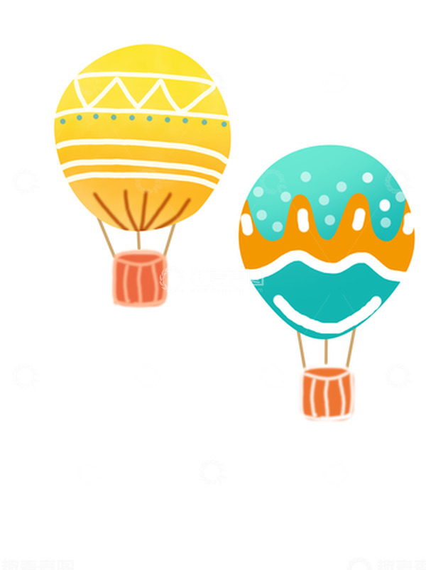 源文件下载【趣麦麦图】彩色卡通热气球六一儿童节手绘图
