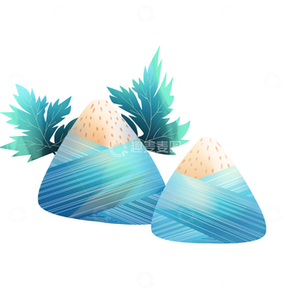 源文件下载【趣麦麦图】蓝绿色手绘端午节粽子元素