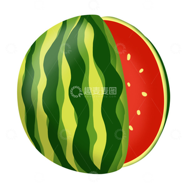 源文件下载【趣麦麦图】绿皮红壤卡通大西瓜夏季解暑小宝贝