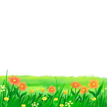 绿色草坪和花朵元素