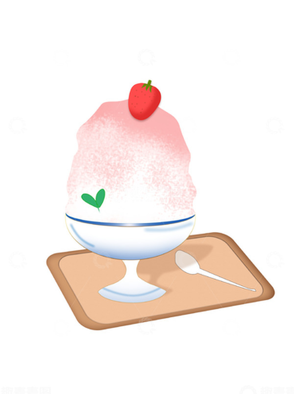 源文件下载【趣麦麦图】粉色小清新日式草莓冰夏天刨冰手绘图