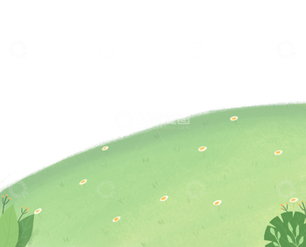 源文件下载【趣麦麦图】-绿色手绘植物草坪踏青郊游儿童