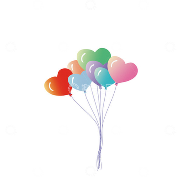 源文件下载【趣麦麦图】六一漂浮手绘可爱彩色心形节日气球