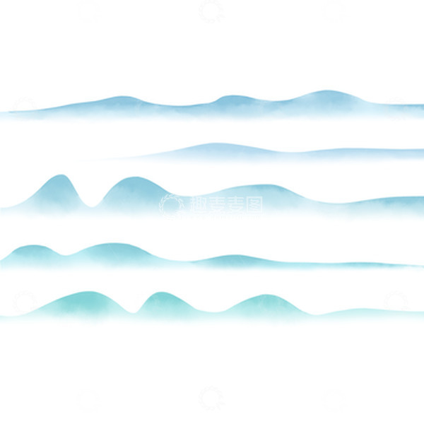 源文件下载【趣麦麦图】水彩山水画国风元素