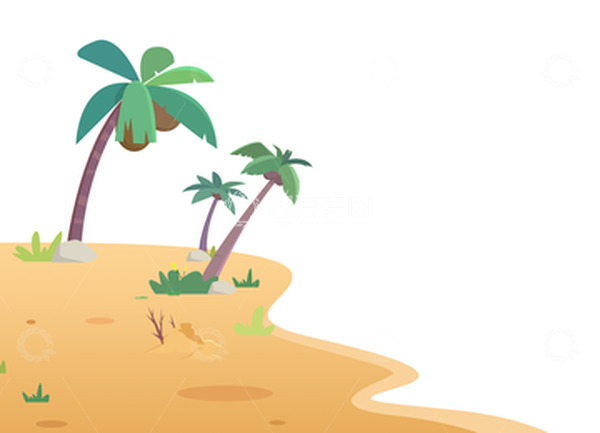 源文件下载【趣麦麦图】沙滩椰子树海滩沙子椰树冲浪夏至免扣元素