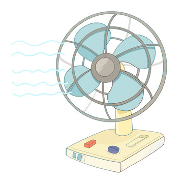 夏日手绘电风扇消暑