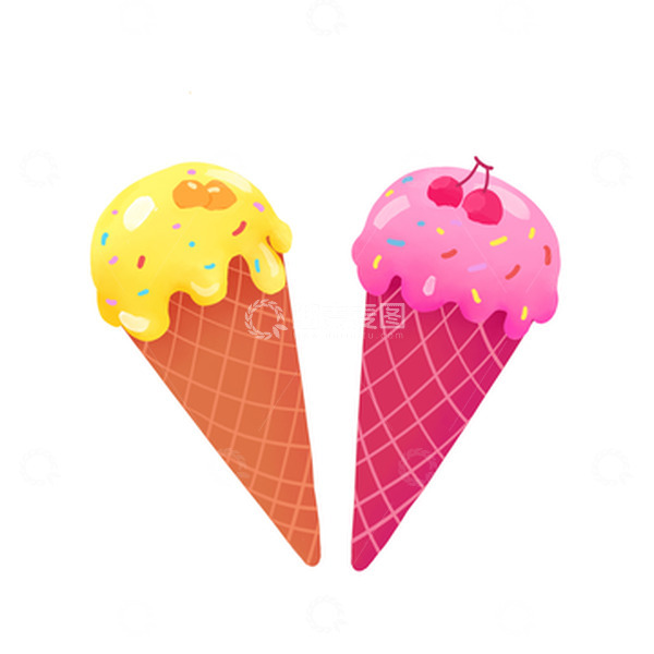 源文件下载【趣麦麦图】手绘多彩冰淇淋夏至元素