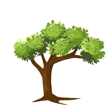 绿色清新树木装饰元素手绘图