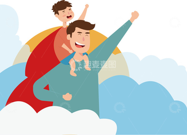 源文件下载【趣麦麦图】父亲亲子节插画