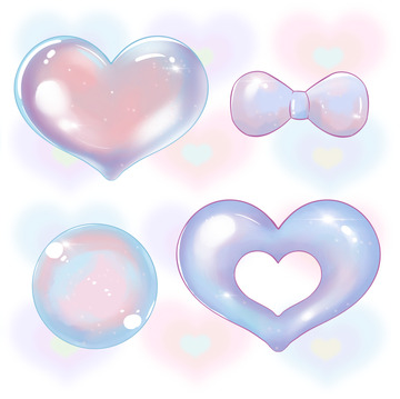 彩色唯美梦幻爱心泡泡
